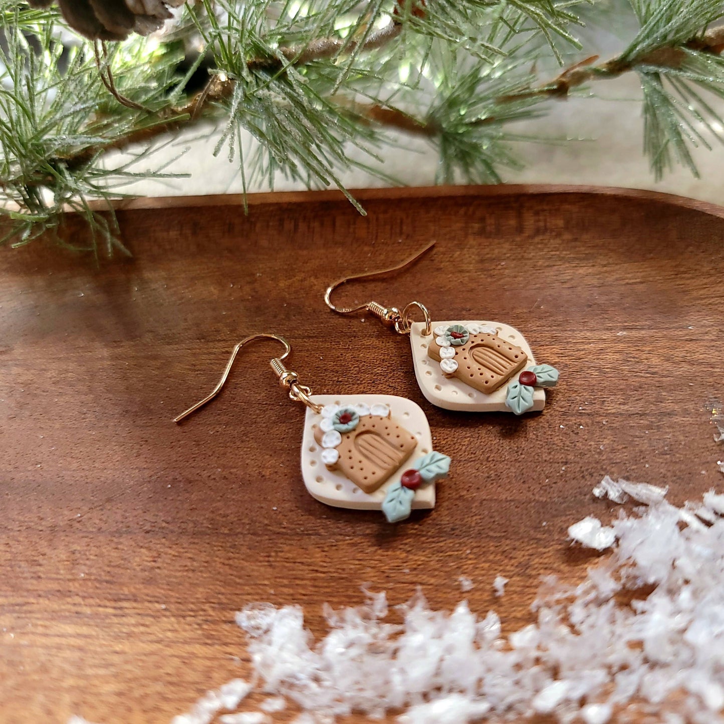 Hand Crafted Gingerbread House Earrings
