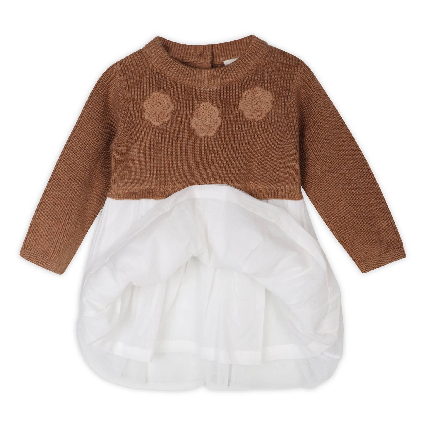 Floral Embroidered Sweater Knit Tutu Baby Dress (Organic)
