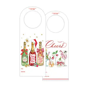 Handpainted Christmas Bottles Wine Tag