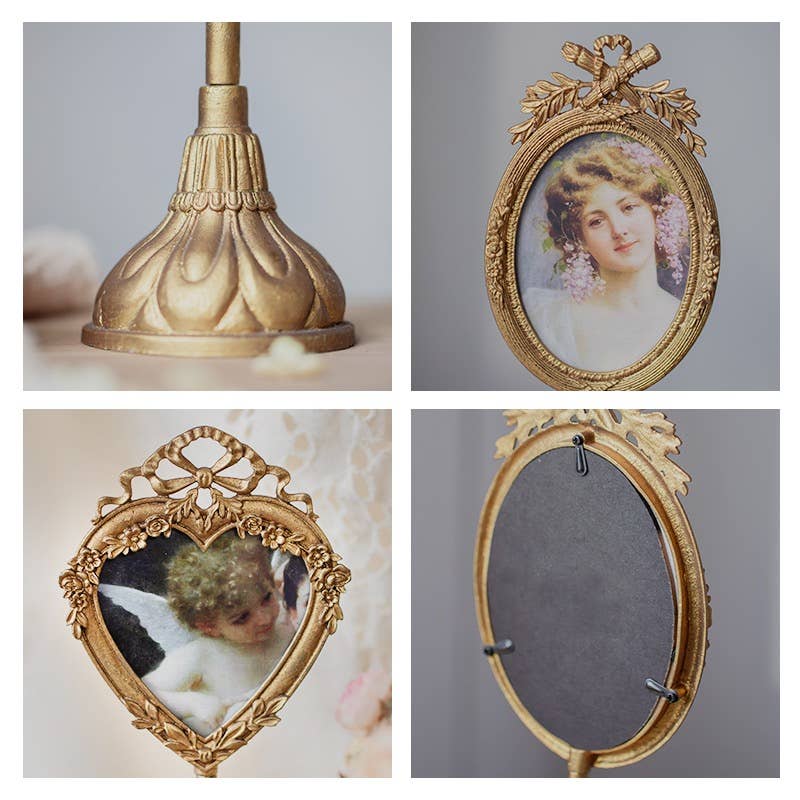 Vintage Frame on Base, 15.4" Gold