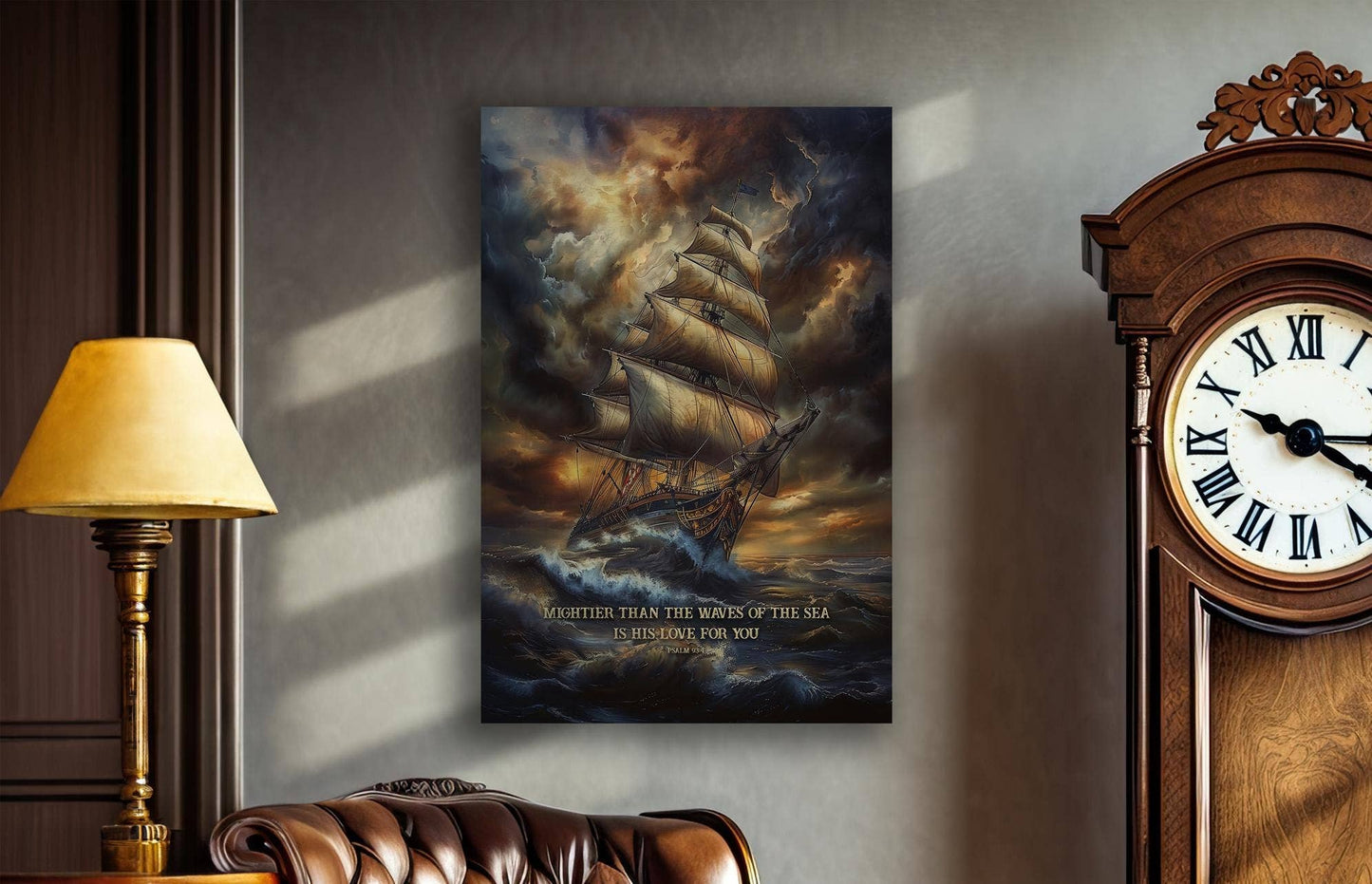 Christian Men's Canvas Sign - Psalm 93, Ship at Sea