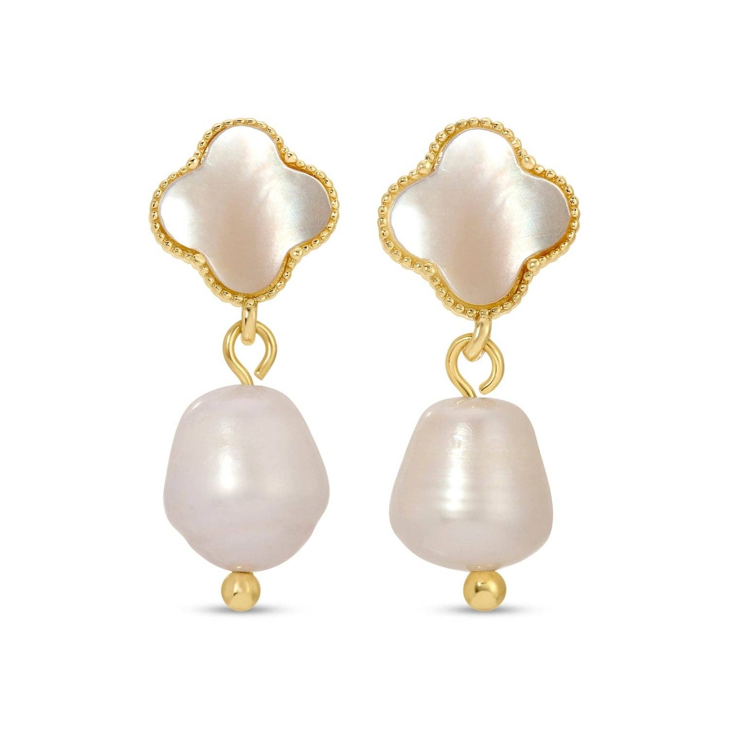 Quatrefoil With Pearl Drop Earrings