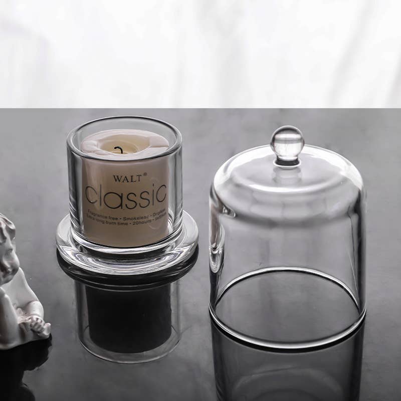 Glass Candle Hldr w/Cover