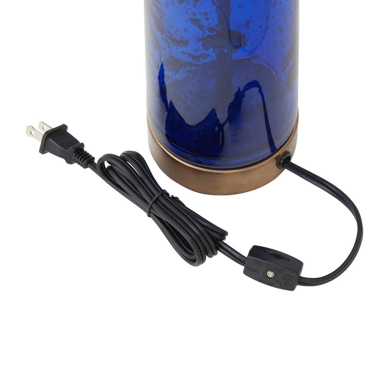 22"H 1-Light Raine Amber/Blue/Red Glass and Metal Table Lamp