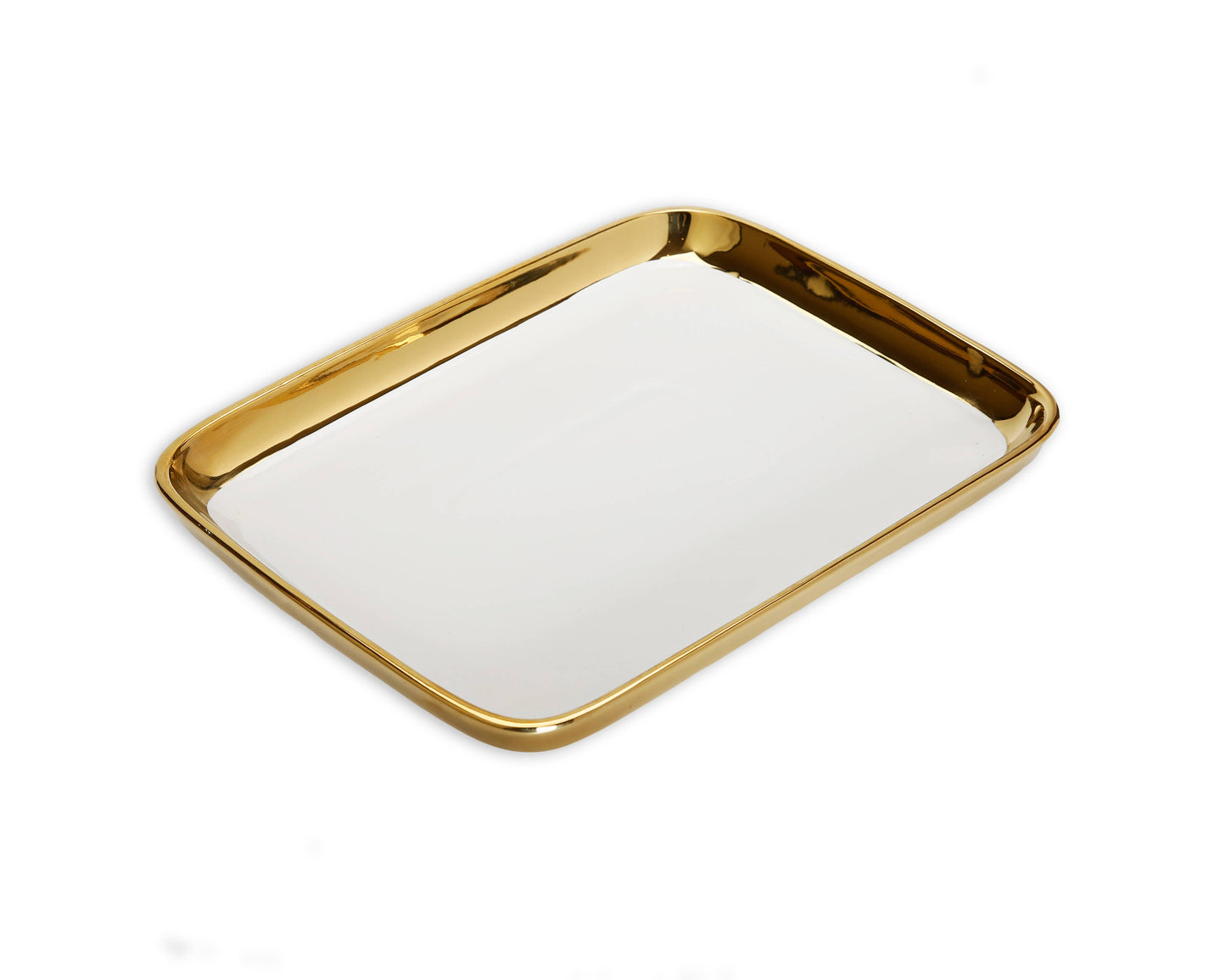 Gold Edged White Oblong Tray