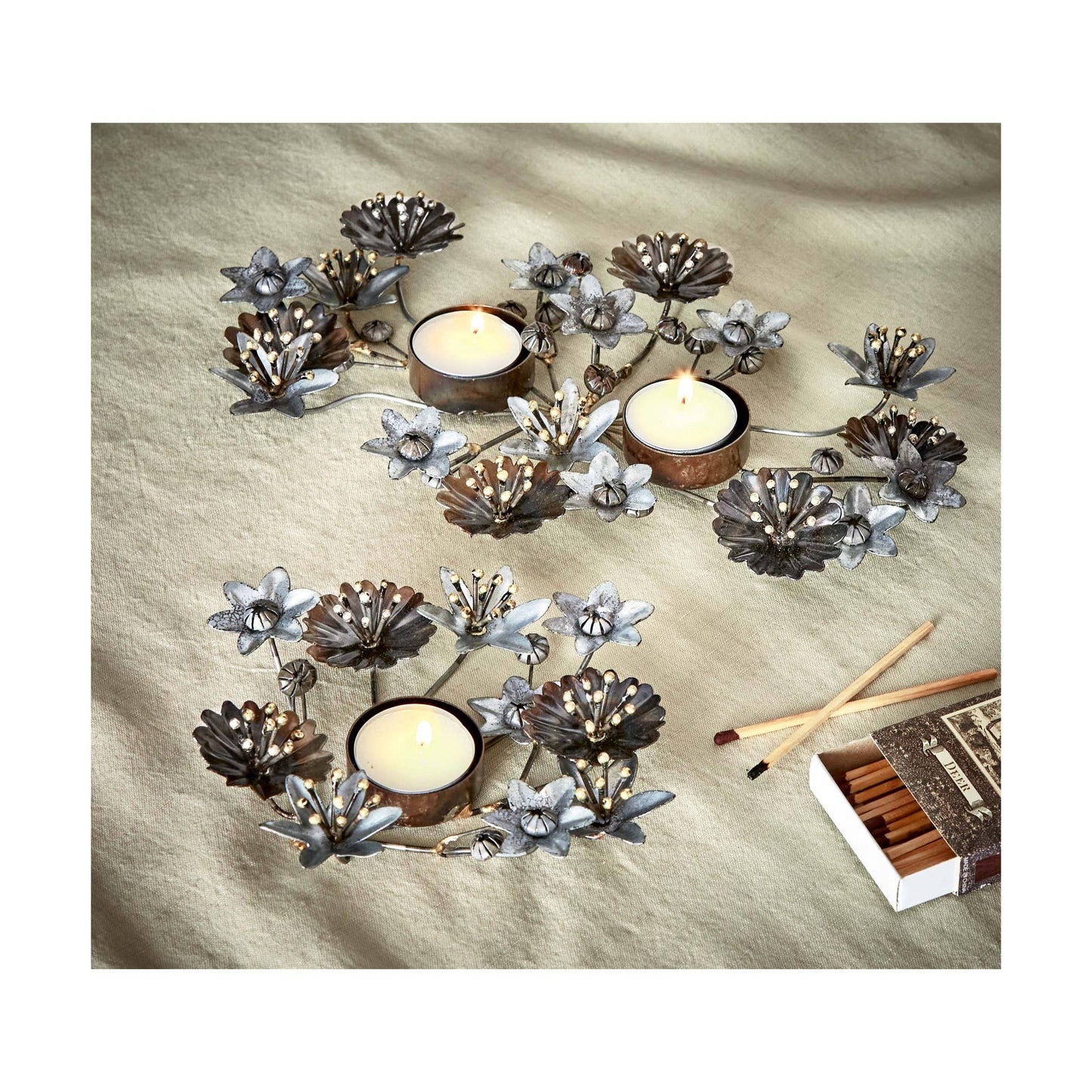 Artisan Botanical Flora Multi Tealight Holder, 12"