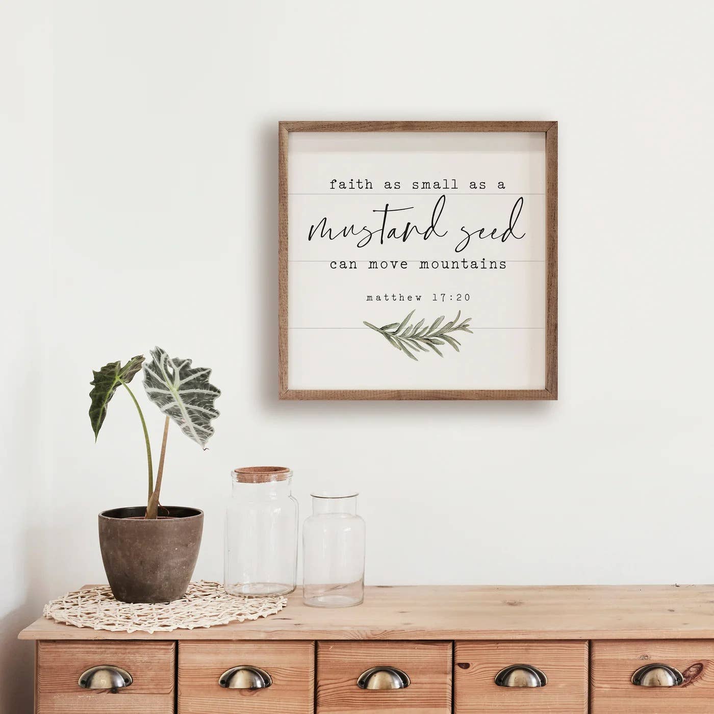 Mustard Seed Greenery Matthew 17 20 Square White