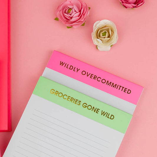 Chez Gagné - Wildly Overcommitted - Lined Notepad - Bright Pink - 65 perforated pages - 5x8