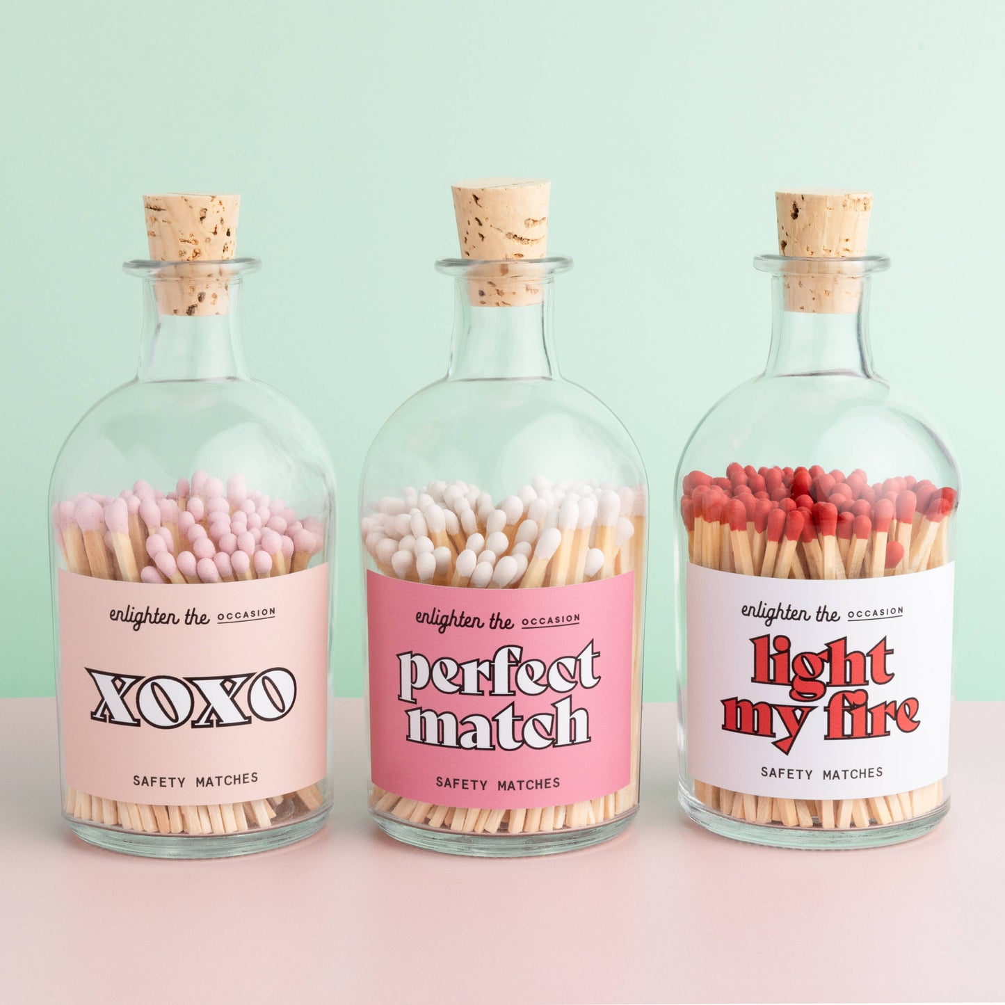 XOXO Apothecary Jar with Baby Pink Wooden Matchsticks