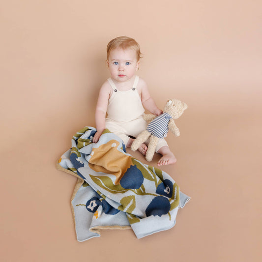 Blanket Blueberry Bear Bee Organic Cotton