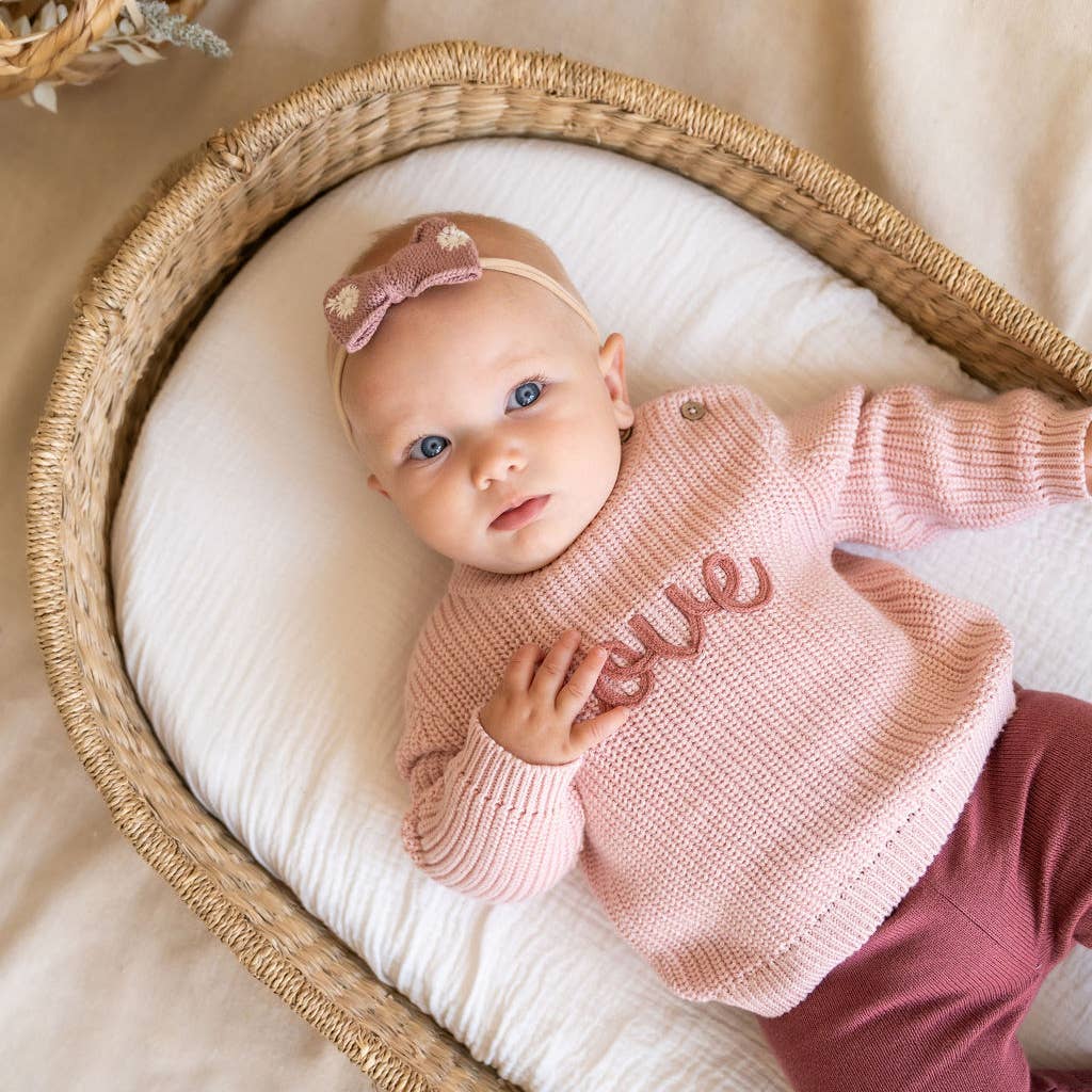 Love Embroidered Chunky Knit Baby Sweater (Organic)