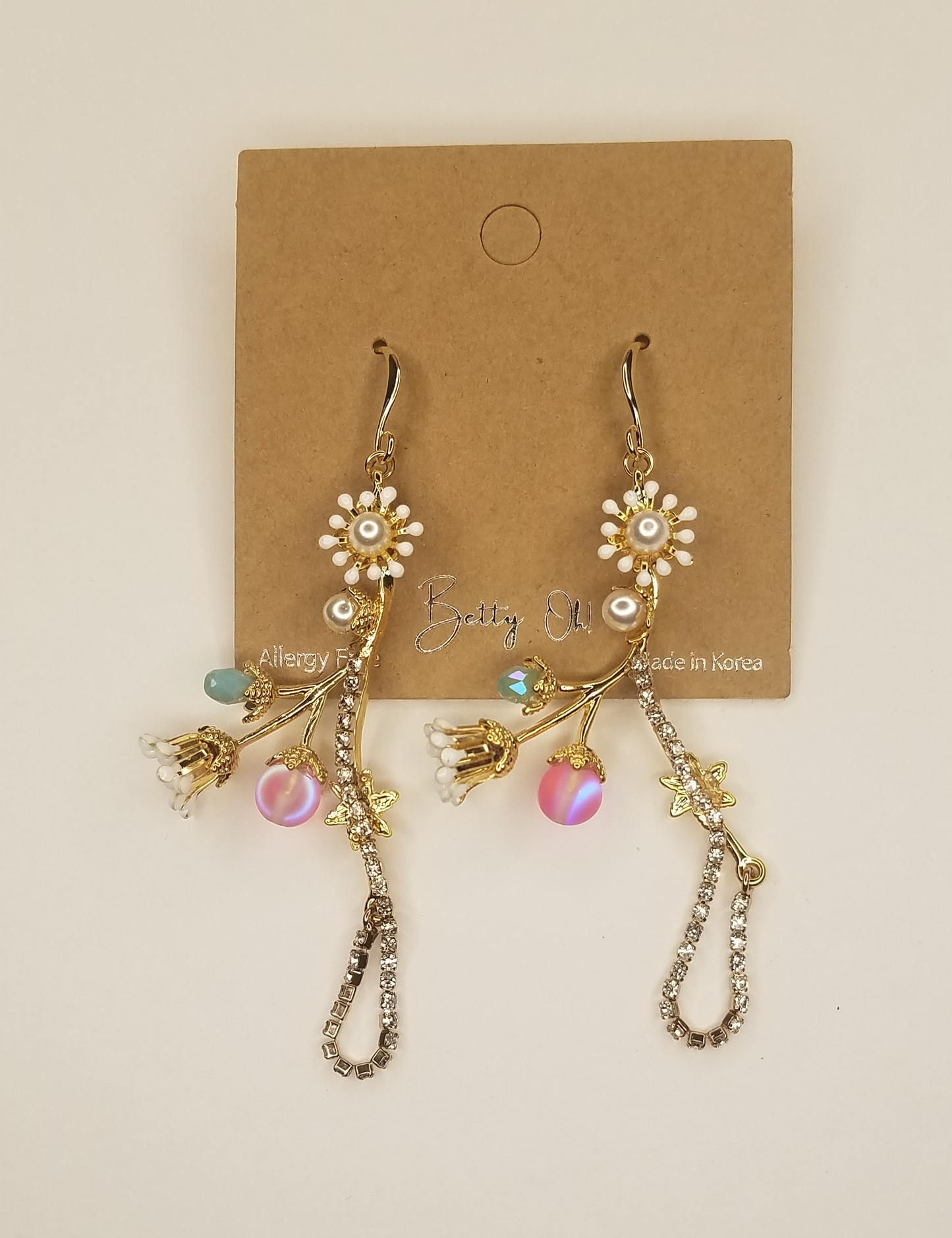 Dangle Earring Flower and Pearl
