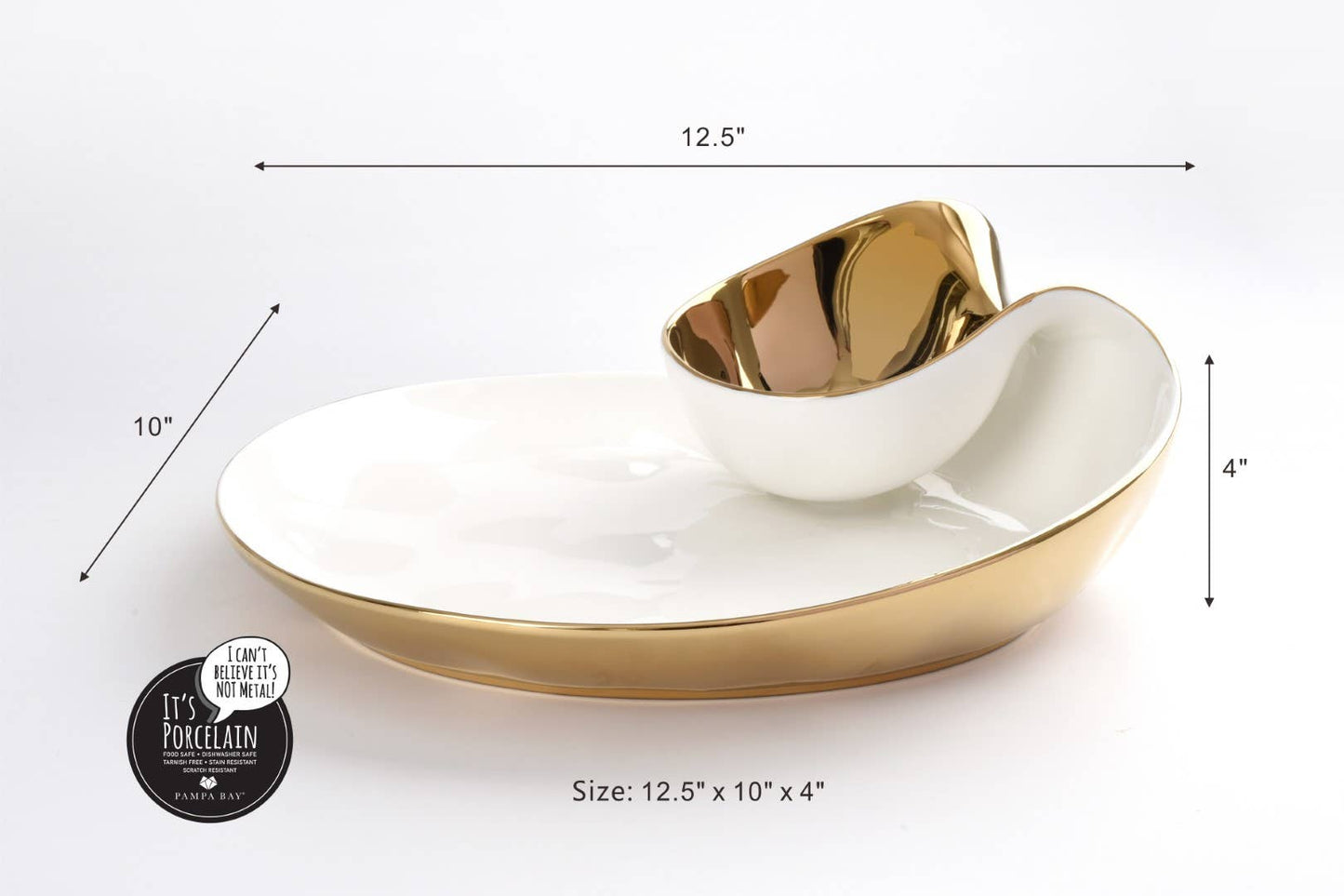 Chip & Dip Set Gold Trim