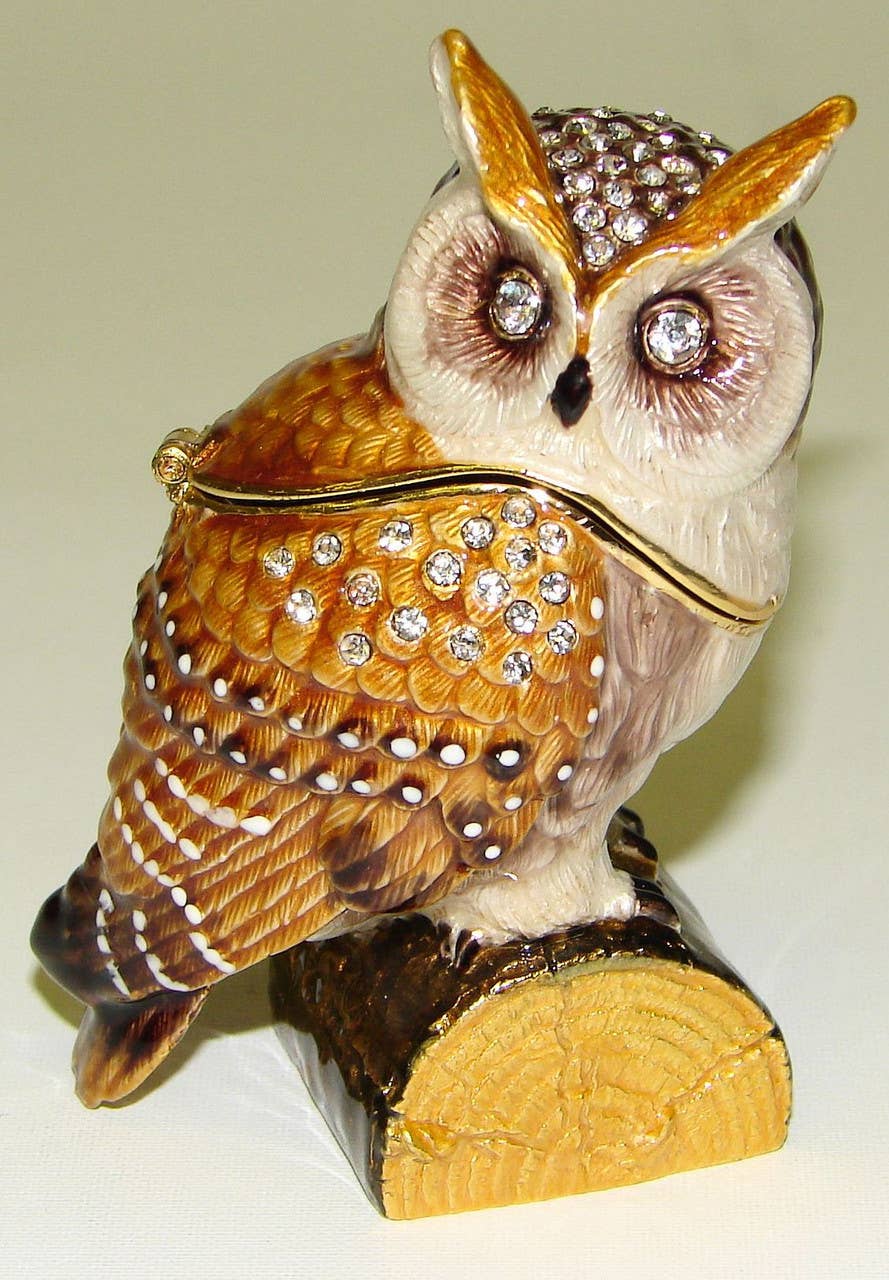 Jeweled "Owl on Log"