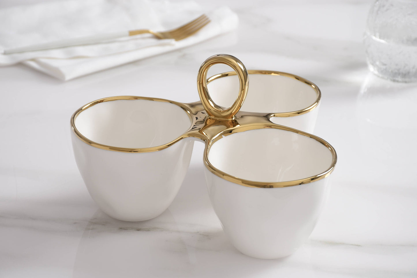 3 Part Server Set Gold Rim