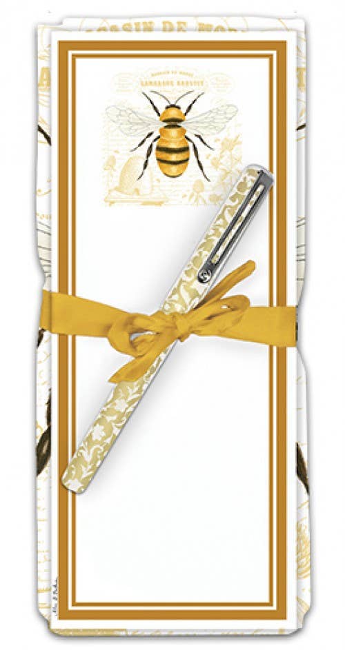 Flour Sack Towel & Magnetic Note Pad Set Bee