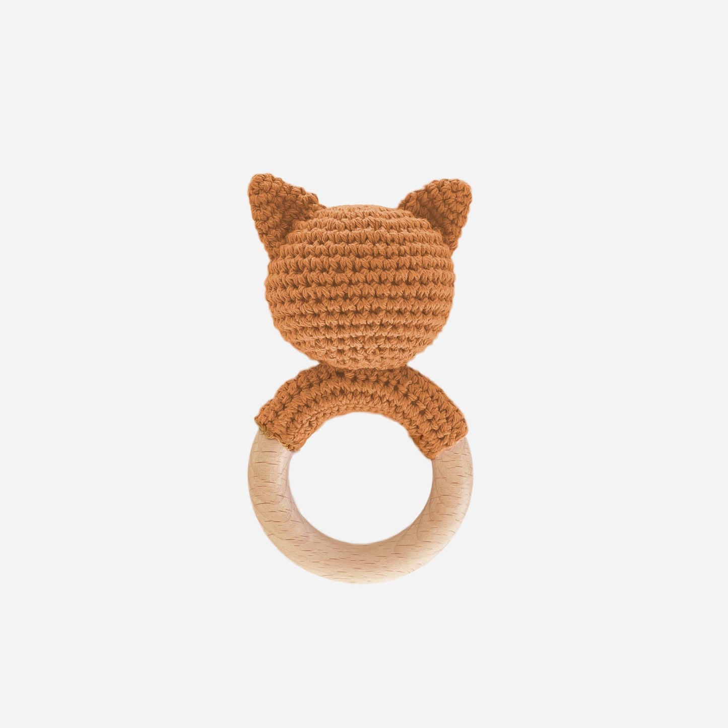 Cotton Rattle Teether Fox Clay Baby Gift Crochet Spring