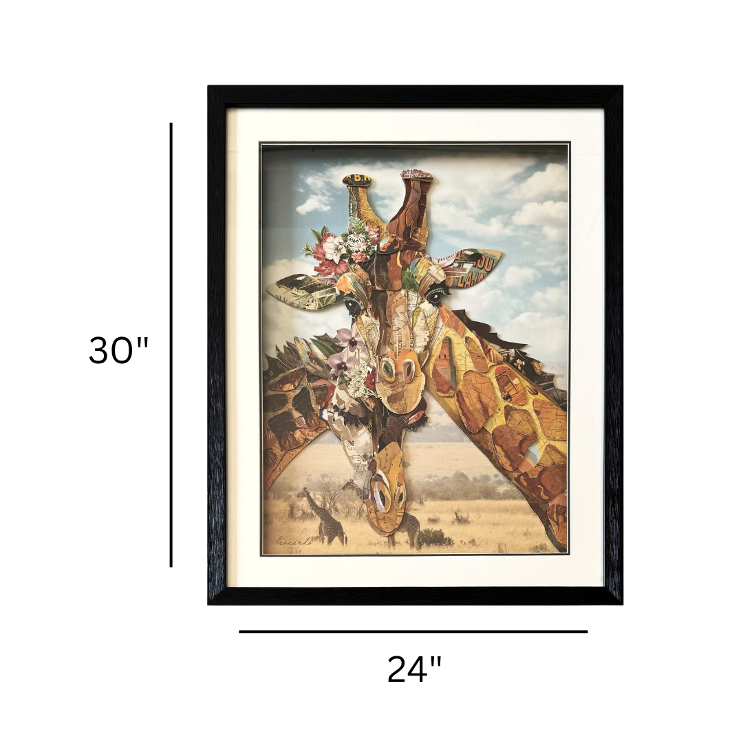 3D Collage Art | Giraffes (30"x24")