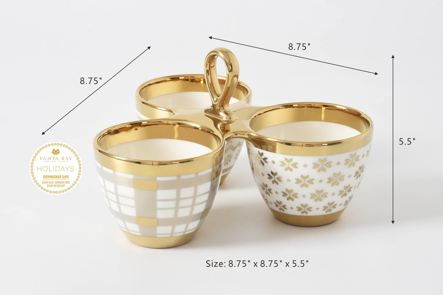 3 Part Server Set Gold Trim