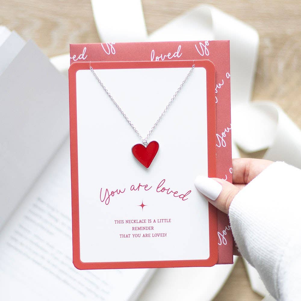 You Are Loved Heart Pendant Necklace Greeting Card