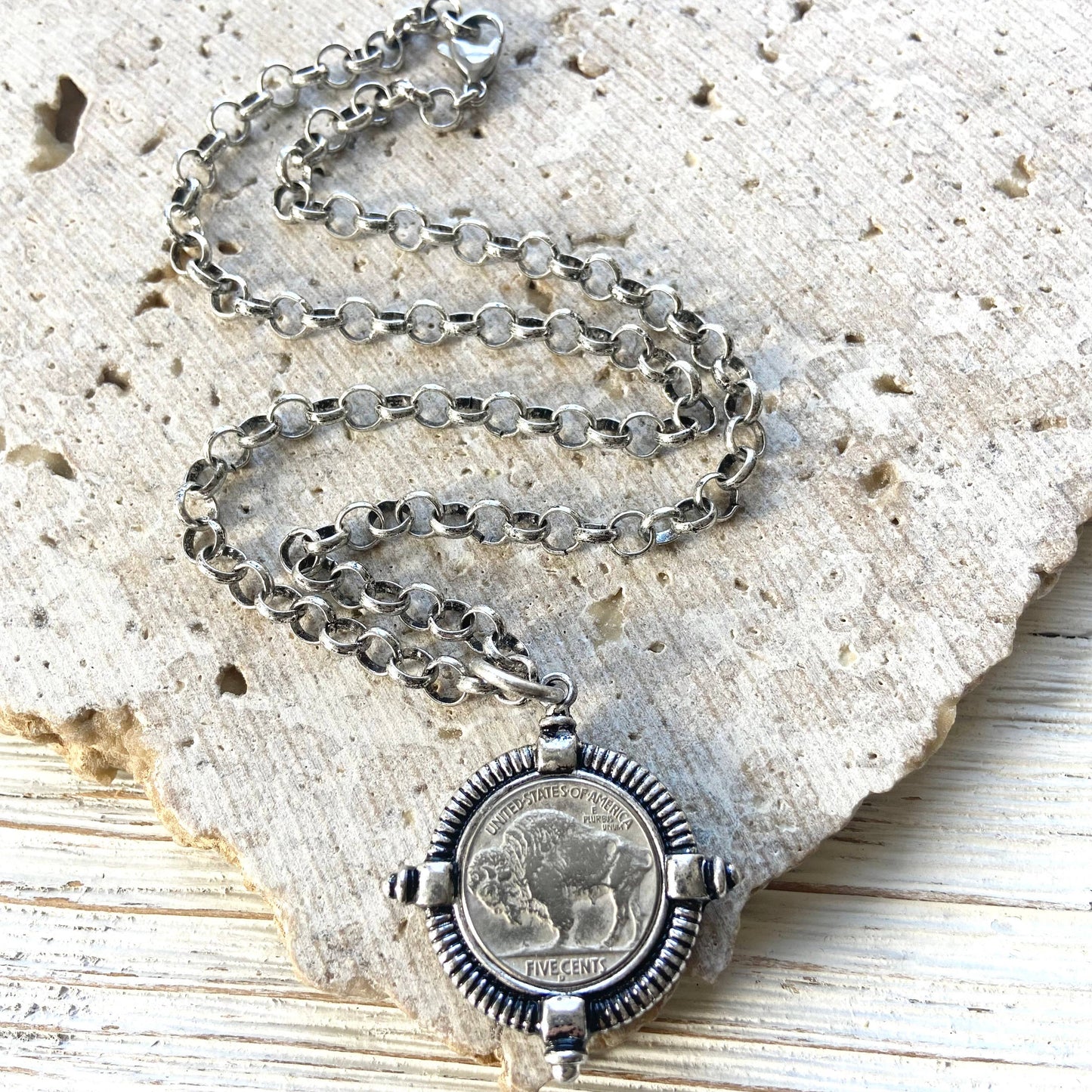 Buffalo coin necklace