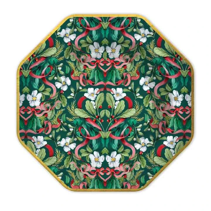 Red Ribbon Christmas Die-Cut Paper Luncheon Plate