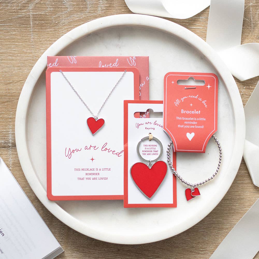 You Are Loved Heart Pendant Necklace Greeting Card