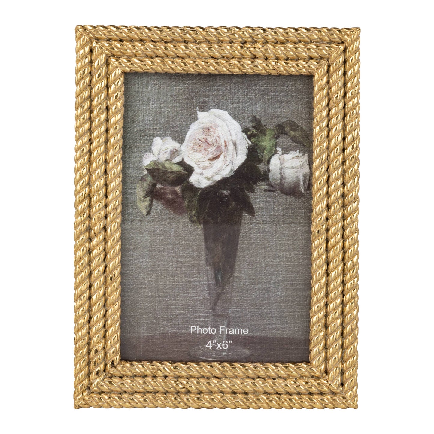 Rope pattern picture frame, gold finish