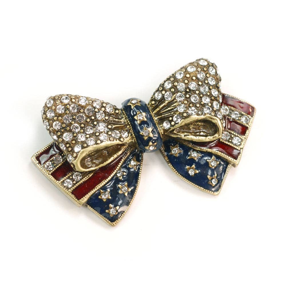 Joyería Sweet Romance - Pin de lazo con la bandera estadounidense P1776