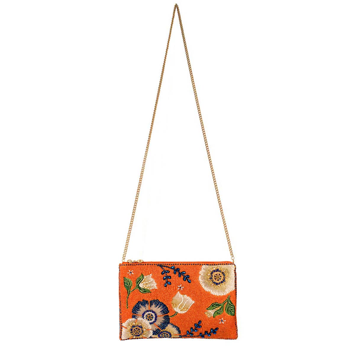 Wild Abandon Beaded Floral Mini Crossbody Clutch Handbag