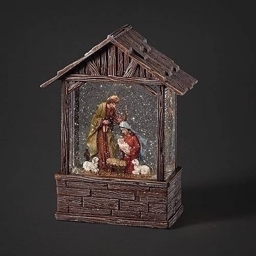 8.25" Stable with Nativity Snow Globe
