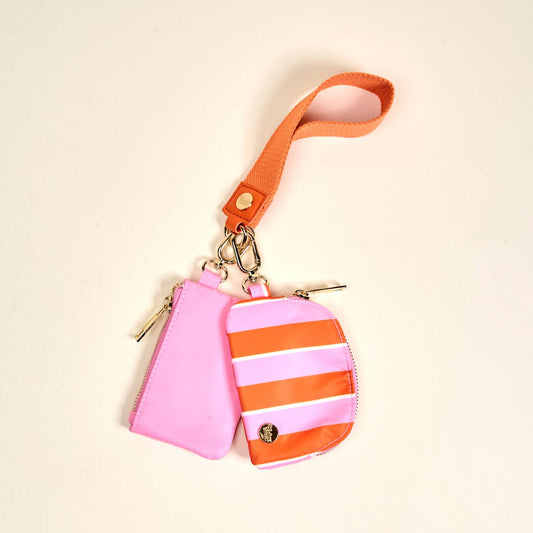 The Darling Effect - Dynamic Duo Pouch Wristlet - Sicily Stripes Pink