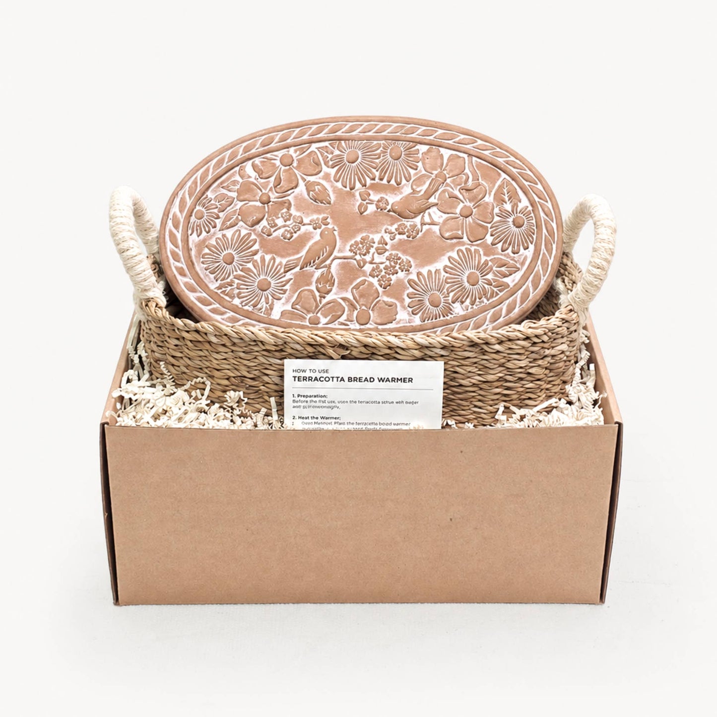 Handmade Bread Warmer & Wicker Basket - Garden Oval