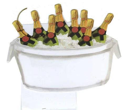 Tub of Champagne with glitter greeting card