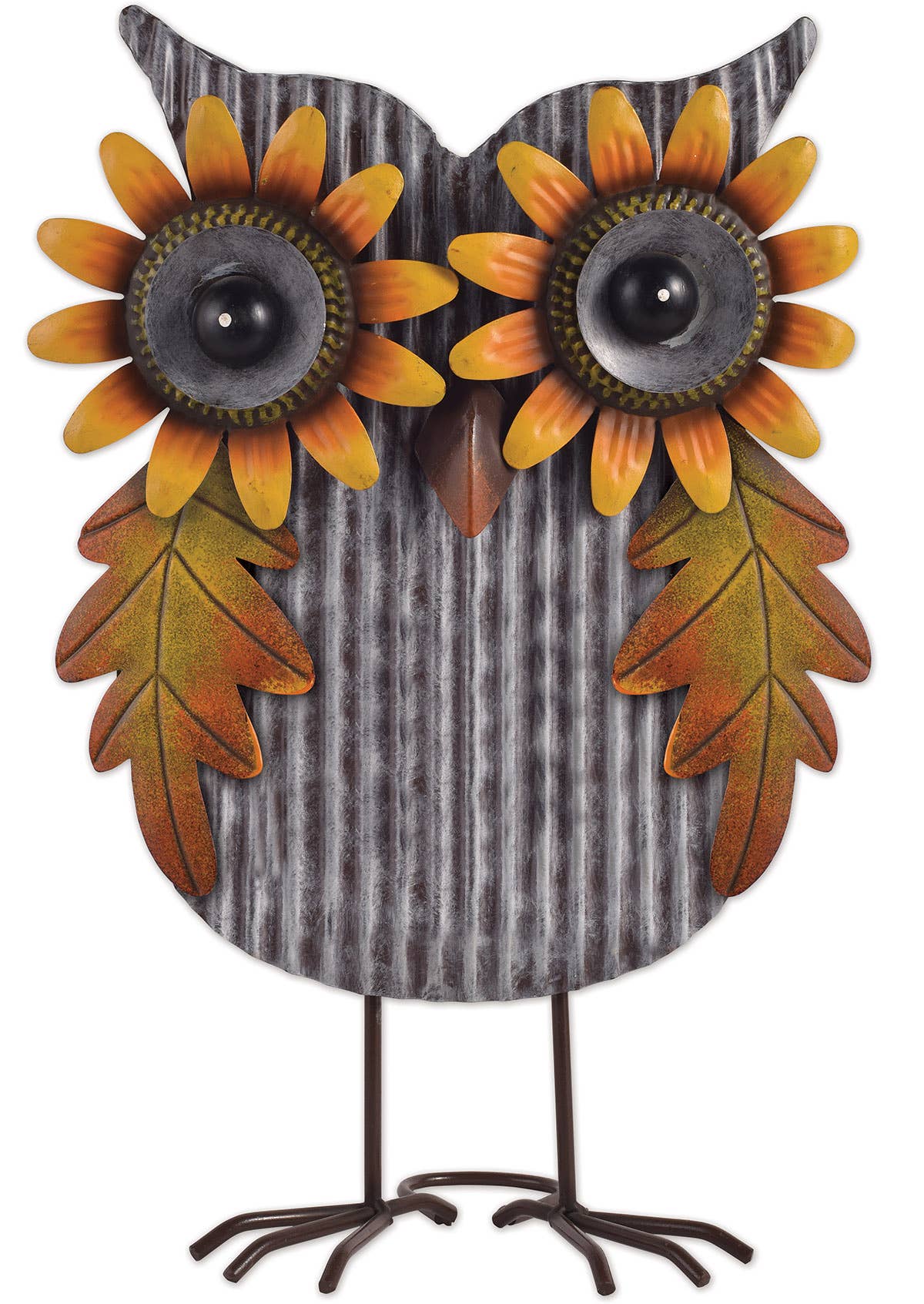 Metal Sunflower Owl 16"