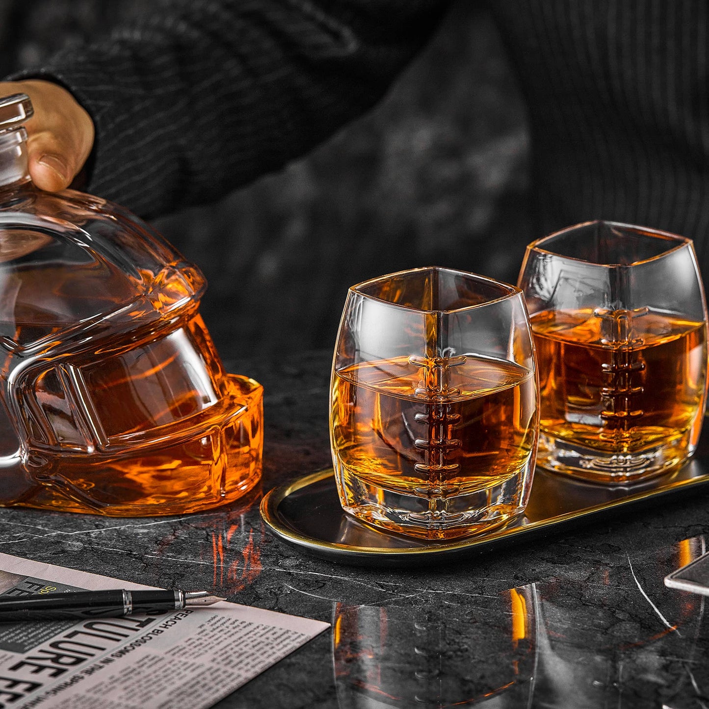 CRAFTGEN - Football Whiskey Decanter - Gifts for Him Husband Boyfriend