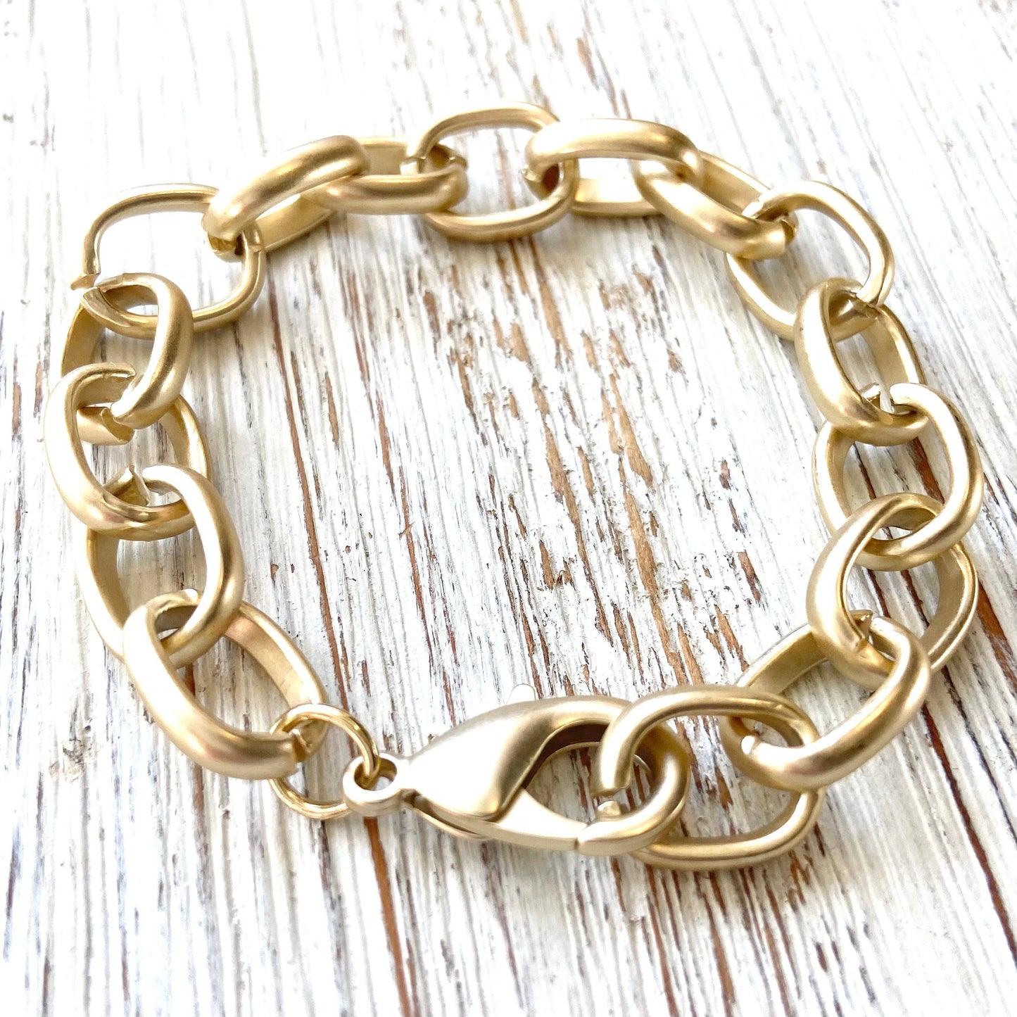 Matte gold chunky trendy bracelet