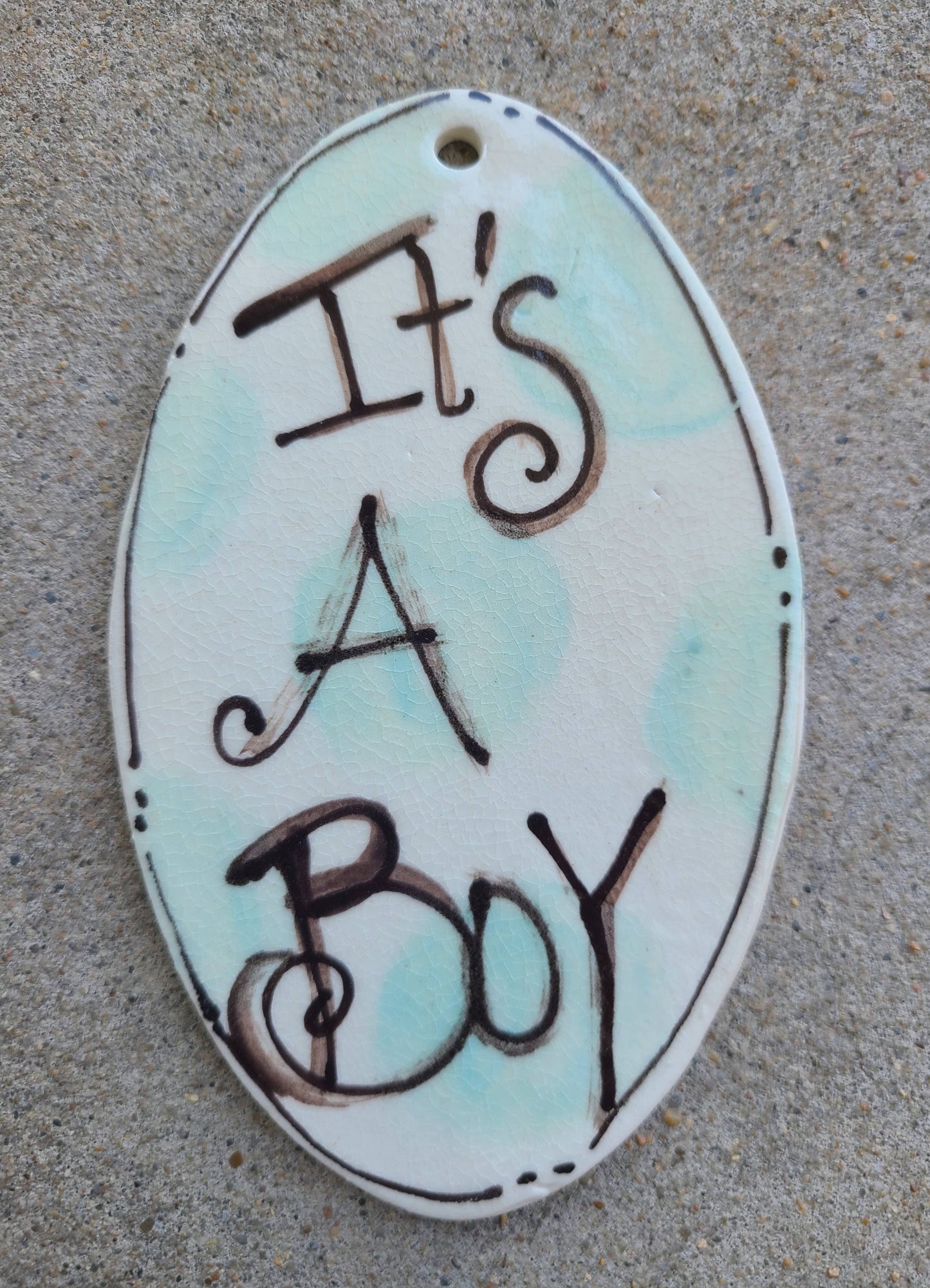 Oval Ornament (Blue Dots It's A Boy)