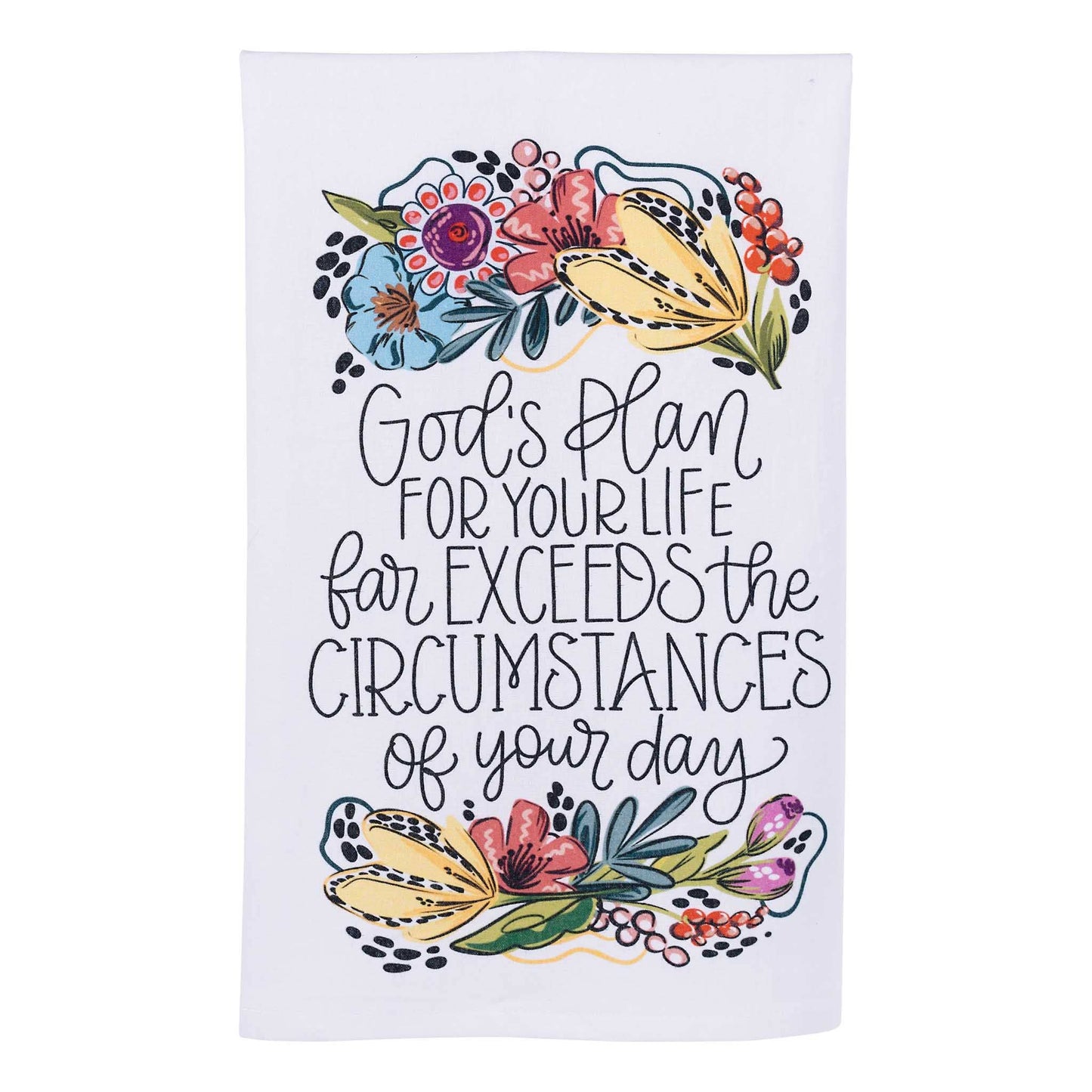 God's Plan Floral Tea Towel