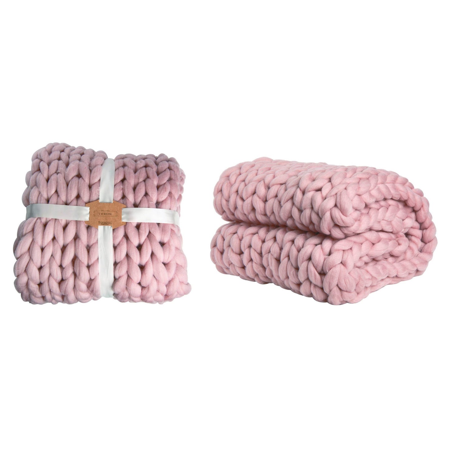 Acrylic 60" Pink Everyday Chunky Knitted Throw
