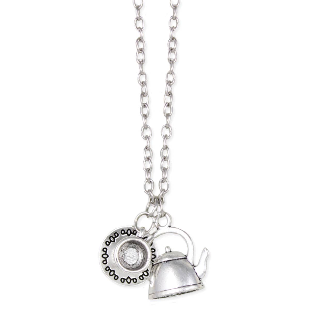 Spot of Tea Silver Teacup Kettle Necklace