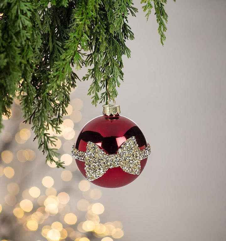 Ball with Jewelled Bow Christmas Ornament