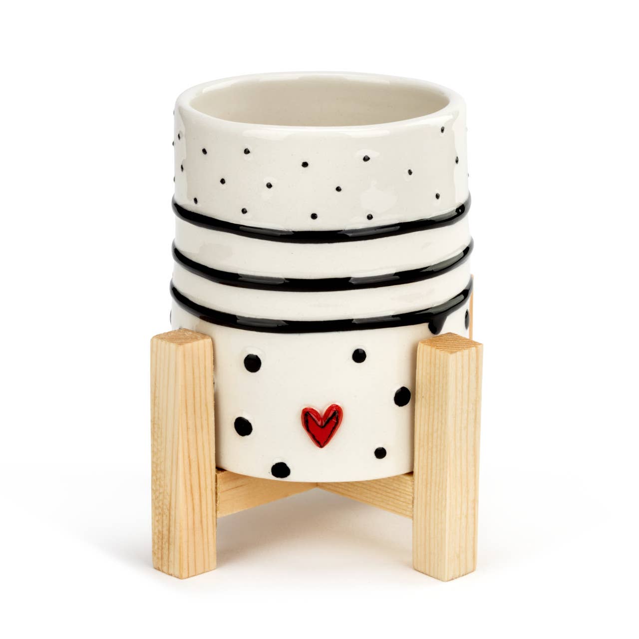 Blk/Wht w/ Heart Mini Planter