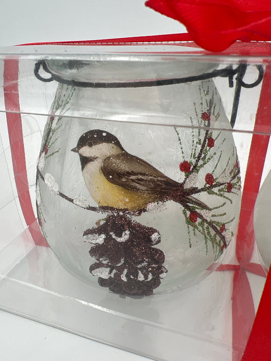 Set of 2 4.3" Frosted Glass Bird Luminaries