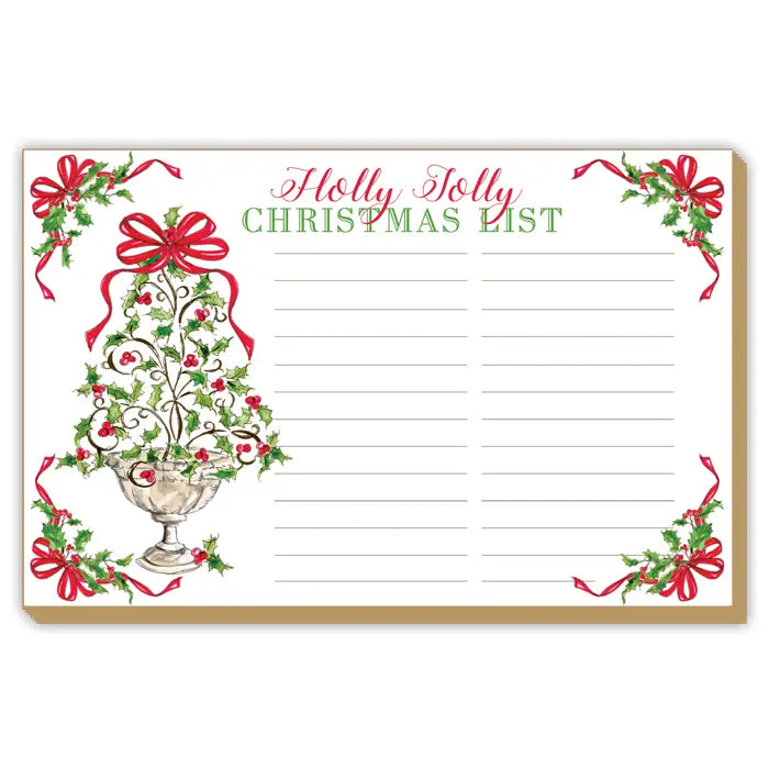 Holly Jolly Christmas Holly Topiary Red Luxe Large Notepad