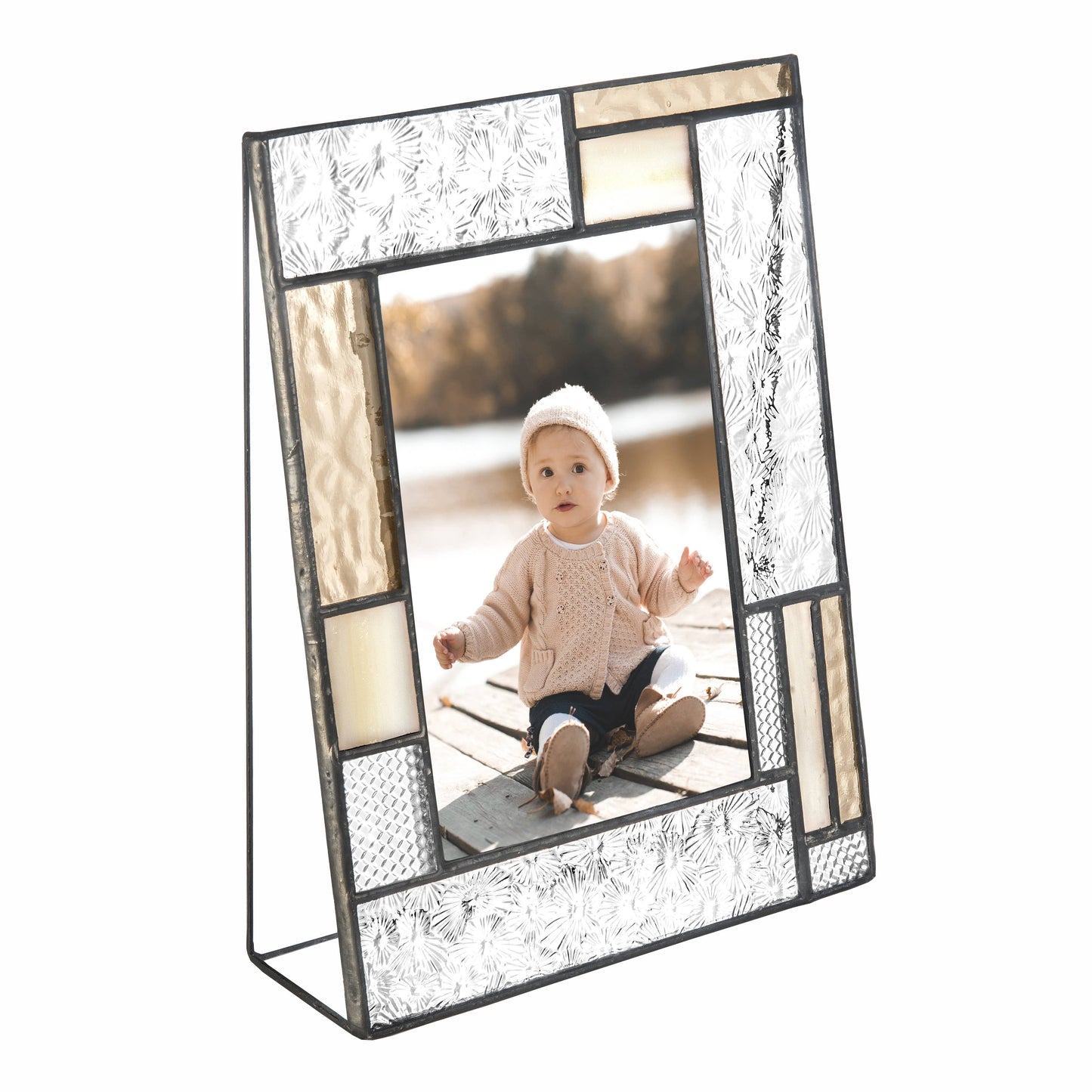 Peach & Ivory Stained Glass Picture Photo Frame