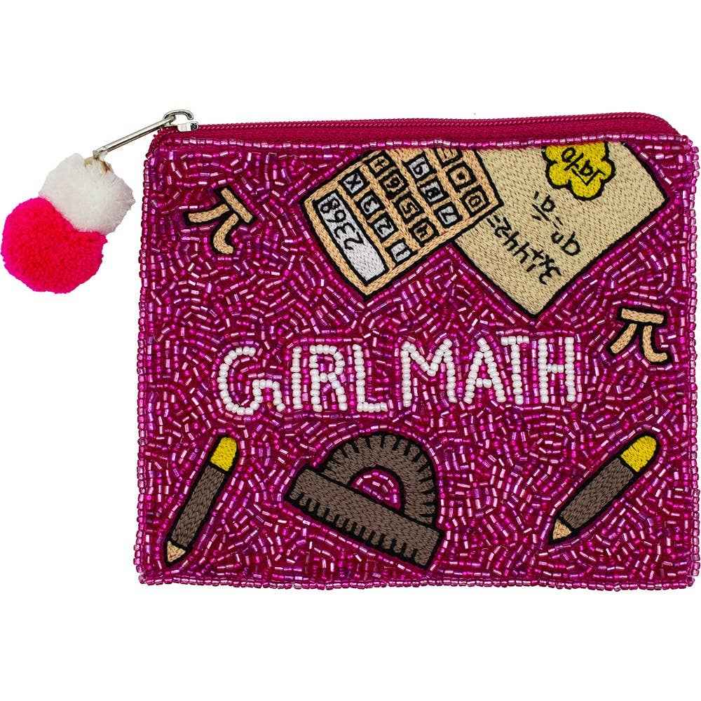 Girl Math Beaded Coin Pouch LAC-CP-1475: Rose Red