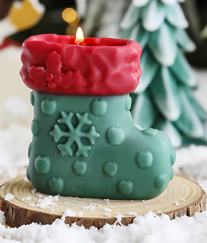 Velas Meta - Vela perfumada decorativa hecha a mano con forma de calcetín navideño