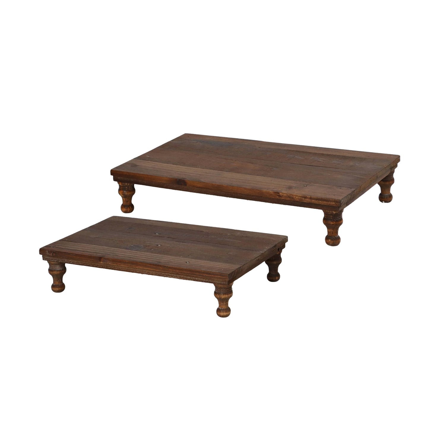 Wood 19 in Brown Rectangular Planter Risers