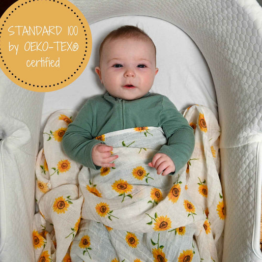 LollyBanks - Sunflower Fields Baby Muslin Swaddle Blanket